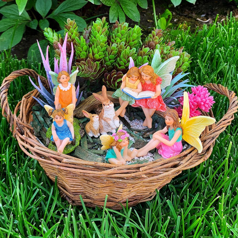 Mood Lab Fairy Garden - Miniature Family Kit Figurines & Accessories - Fairies Statue Set of 6 pcs - Outdoor or House Decor - Image 2